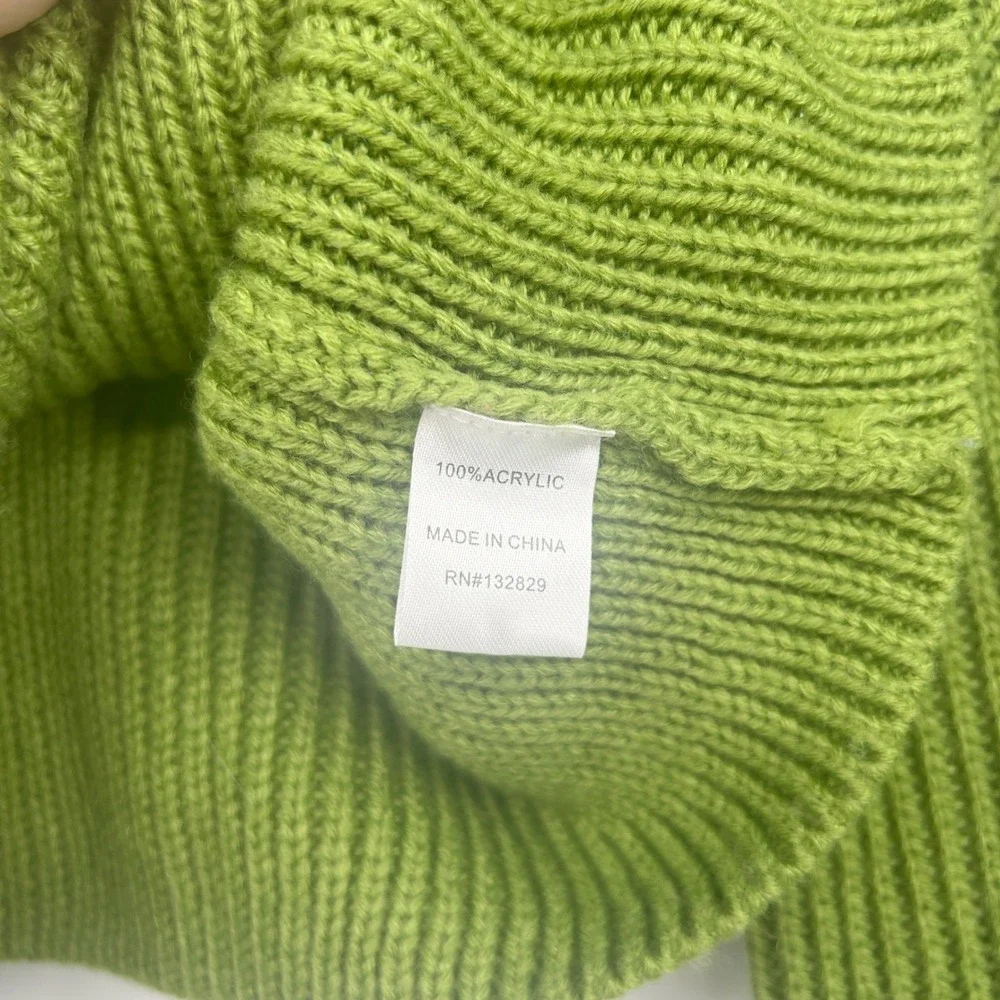 Superdown Womens‎ Green Ribbed Turtleneck Cropped Madison Pullover Sweater XS
